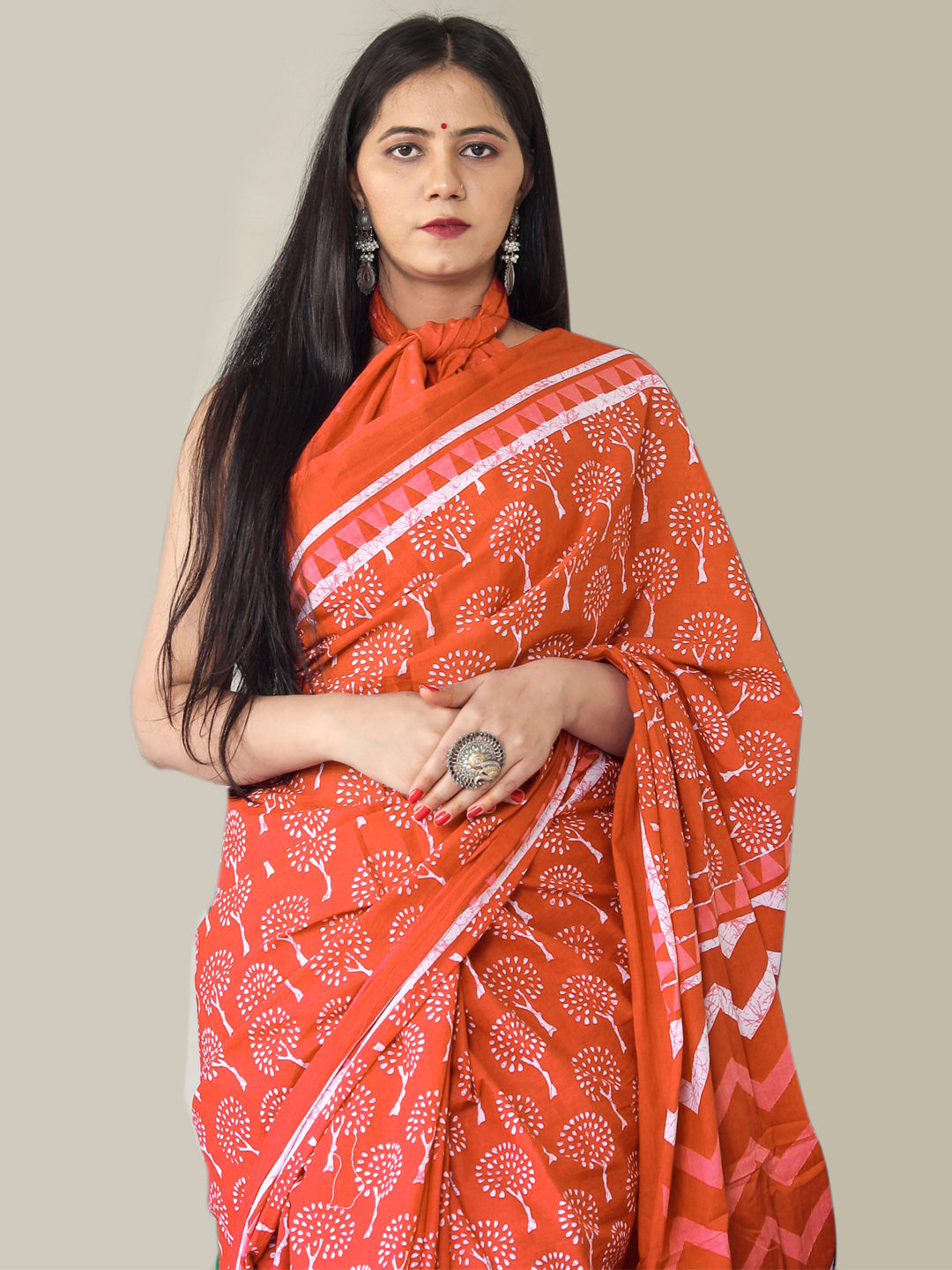 Buta Buti Red Colour Floral Printed Pure Cotton Saree