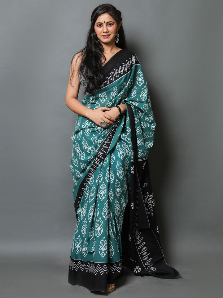 Buta Buti Ethnic Motifs Printed Pure Cotton Saree