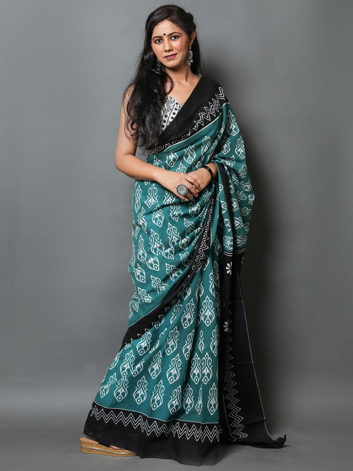 Buta Buti Ethnic Motifs Printed Pure Cotton Saree