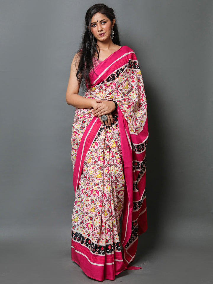 Buta Buti Multi Color Abstract Printed Pure Cotton Saree