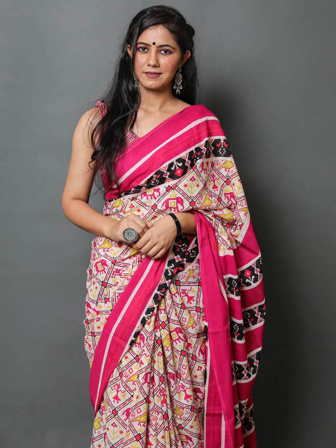 Buta Buti Multi Color Abstract Printed Pure Cotton Saree