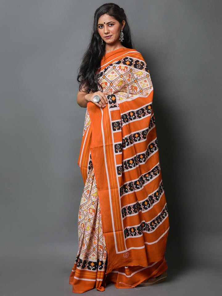 Buta Buti Mustard Color Abstract Printed Pure Cotton Saree