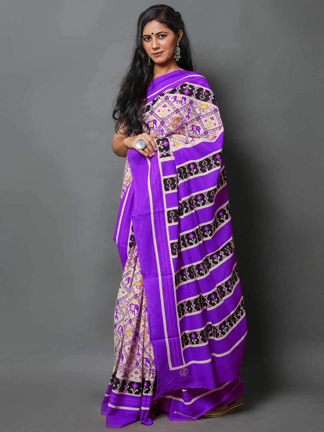 Buta Buti Purple Color Abstract Printed Pure Cotton Saree