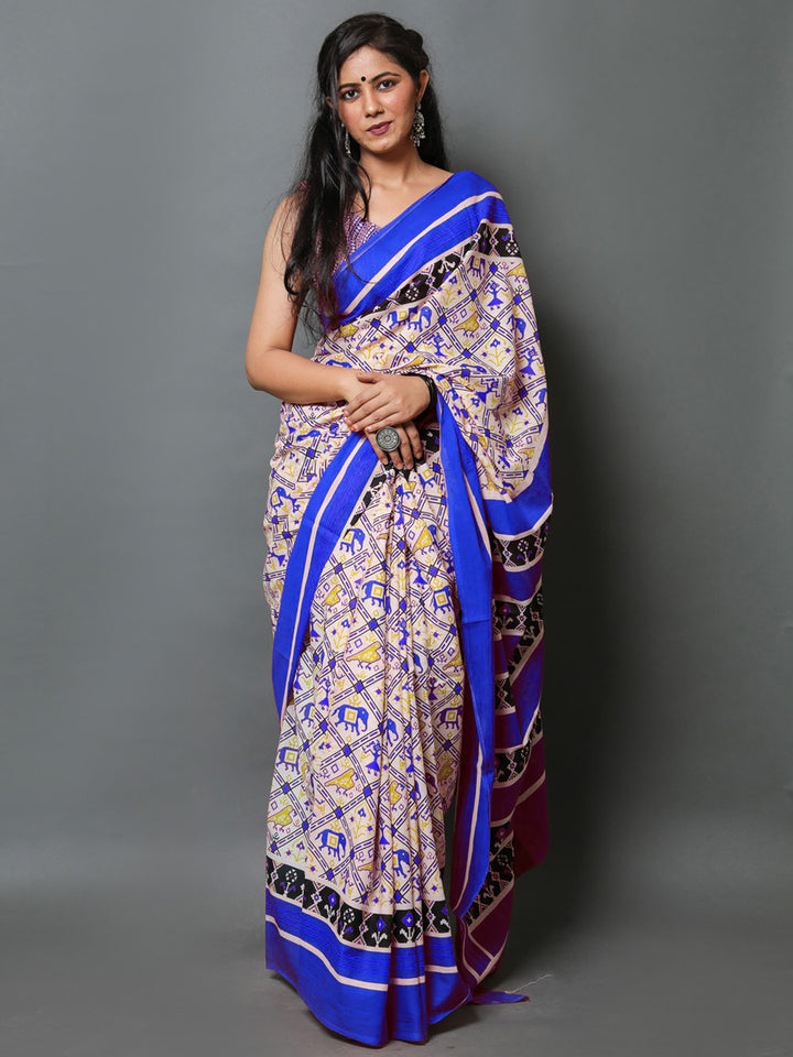 Buta Buti Blue Color Abstract Printed Pure Cotton Saree