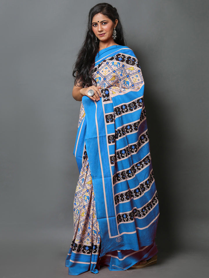 Buta Buti Blue Color Abstract Printed Pure Cotton Saree