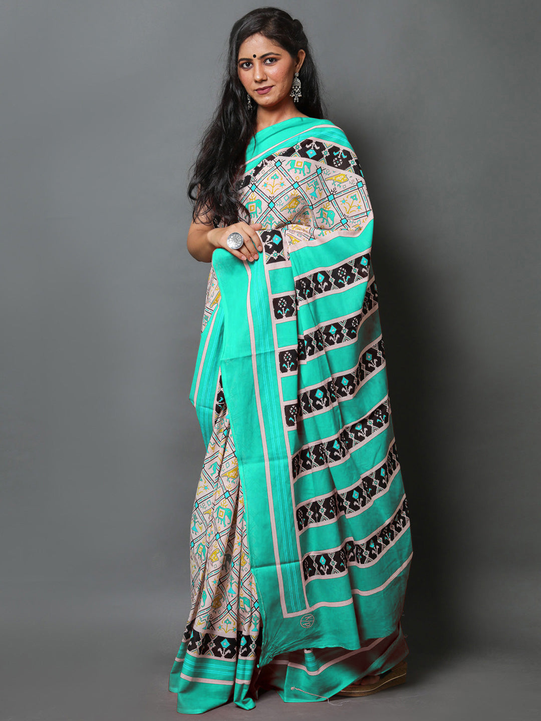 Buta Buti Sea Green Color Abstract Printed Pure Cotton Saree