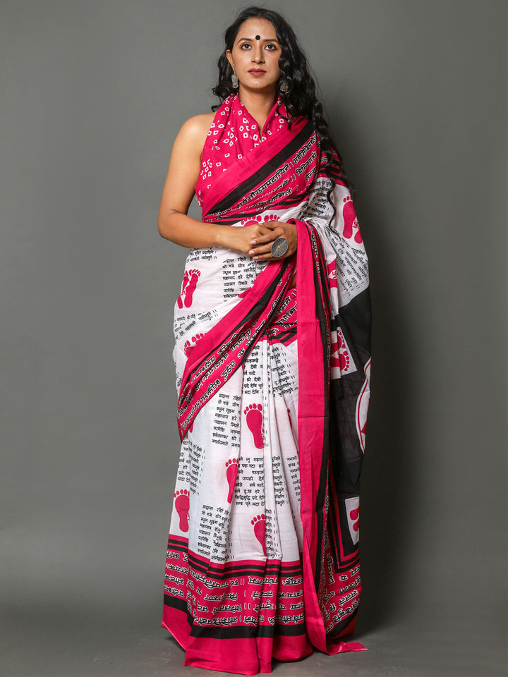 Buta Buti Red Color Abstract Printed Pure Cotton Saree