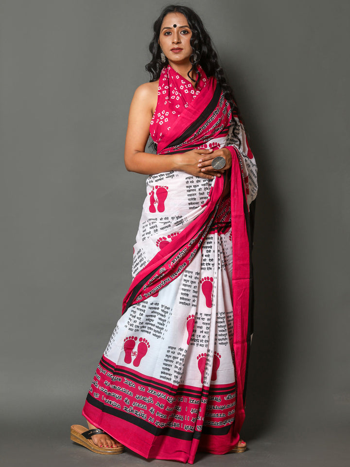 Buta Buti Red Color Abstract Printed Pure Cotton Saree