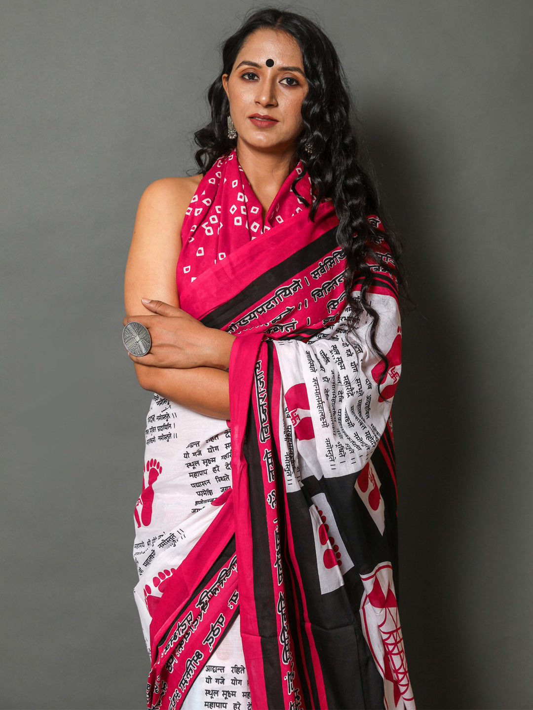 Buta Buti Red Color Abstract Printed Pure Cotton Saree