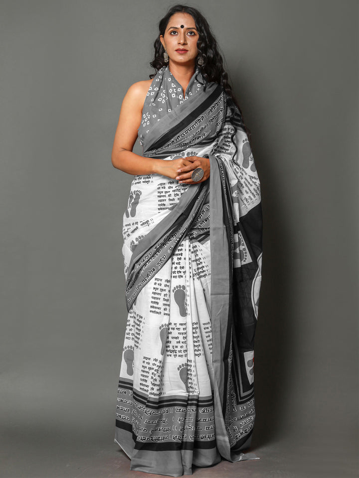 Buta Buti Grey Color Abstract Printed Pure Cotton Saree