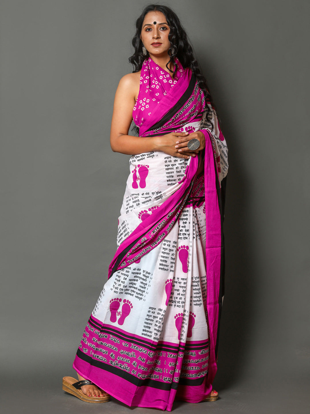 Buta Buti Pink Color Abstract Printed Pure Cotton Saree