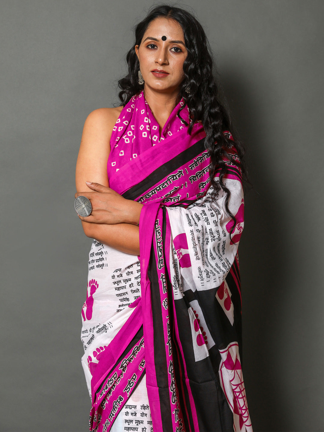 Buta Buti Pink Color Abstract Printed Pure Cotton Saree