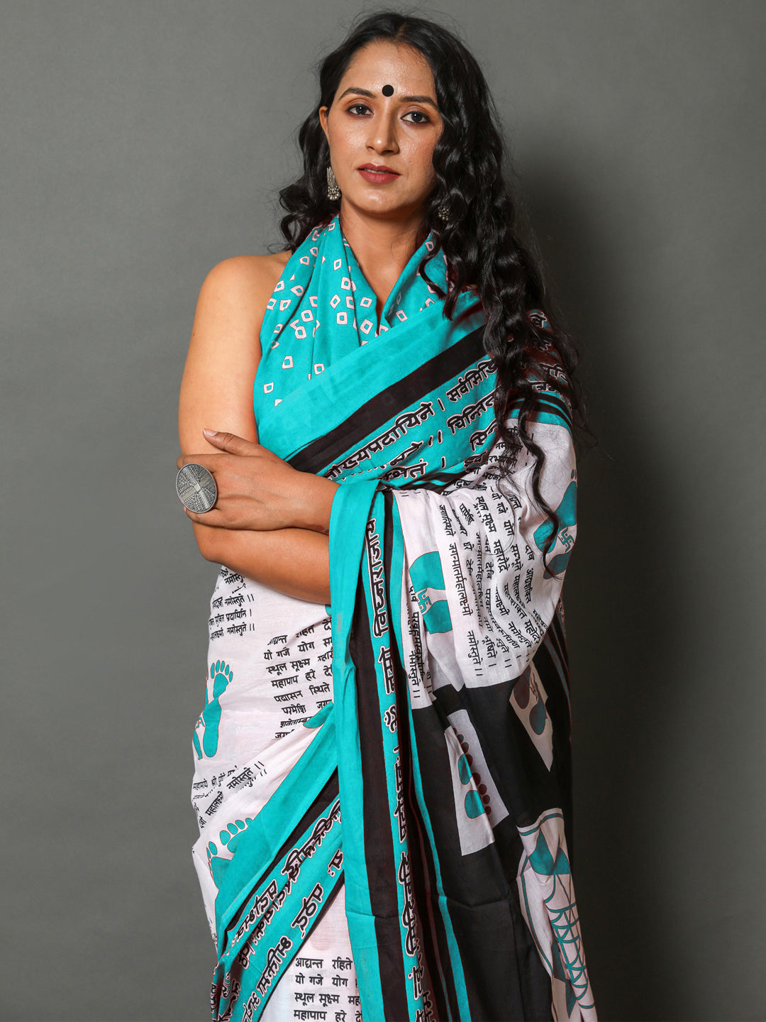 Buta Buti Sea Green Color Abstract Printed Pure Cotton Saree