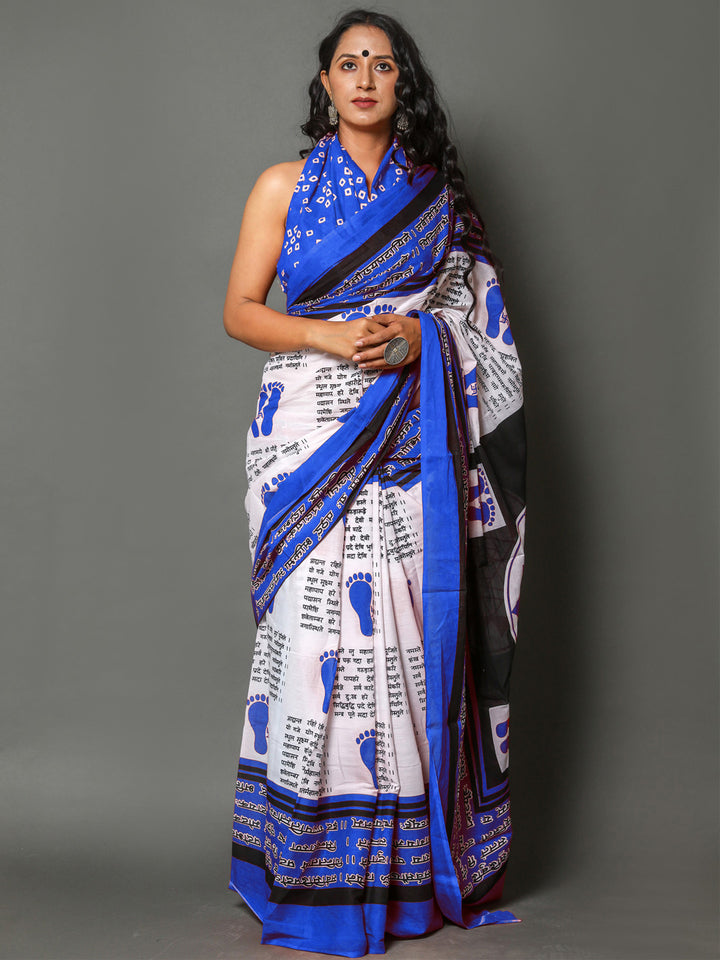 Buta Buti Navy Blue Color Abstract Printed Pure Cotton Saree