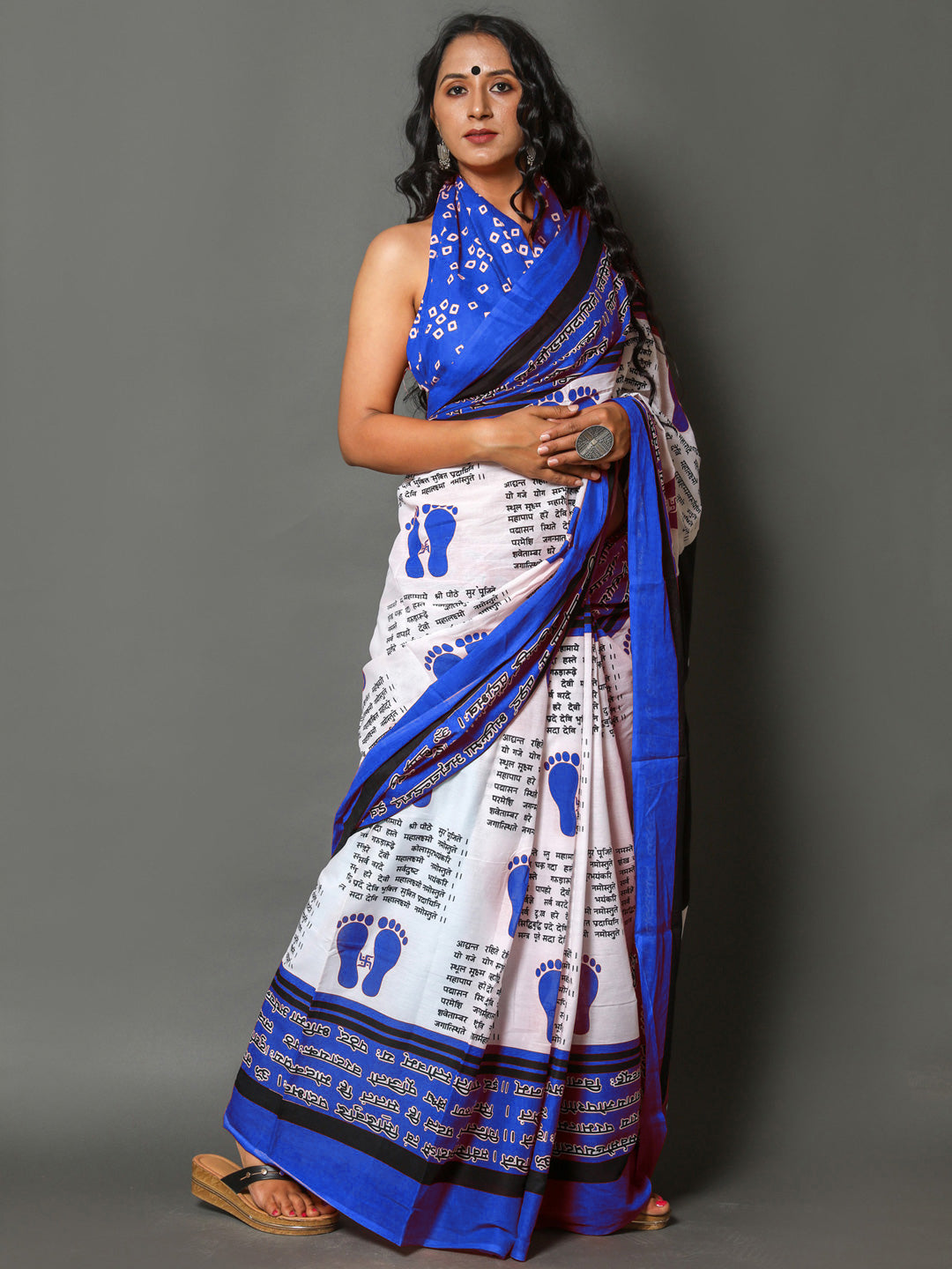 Buta Buti Navy Blue Color Abstract Printed Pure Cotton Saree