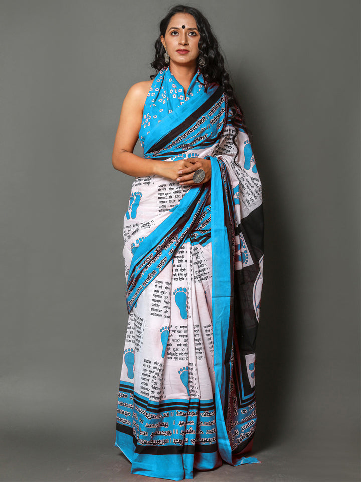 Buta Buti Blue Color Abstract Printed Pure Cotton Saree