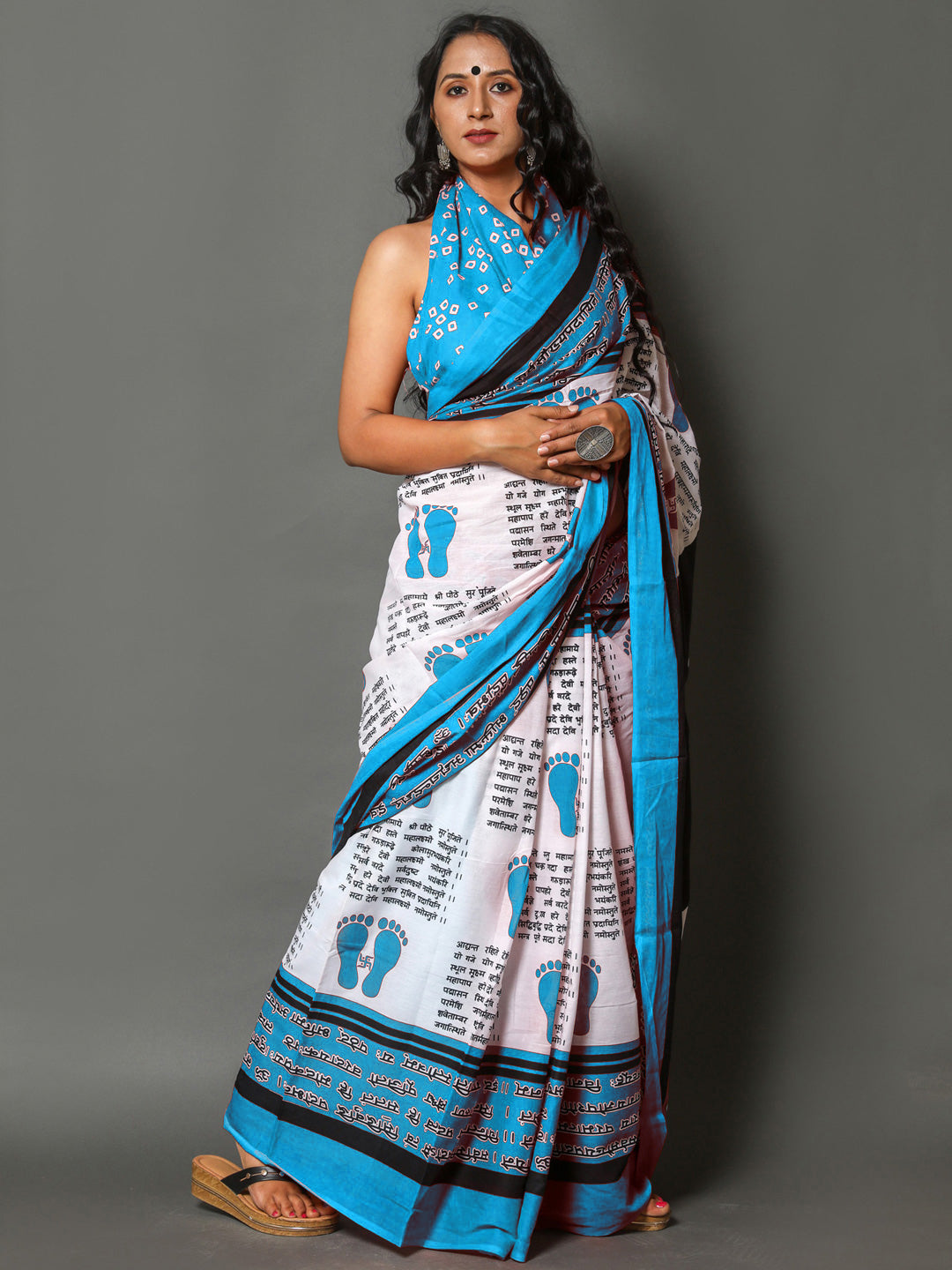 Buta Buti Blue Color Abstract Printed Pure Cotton Saree