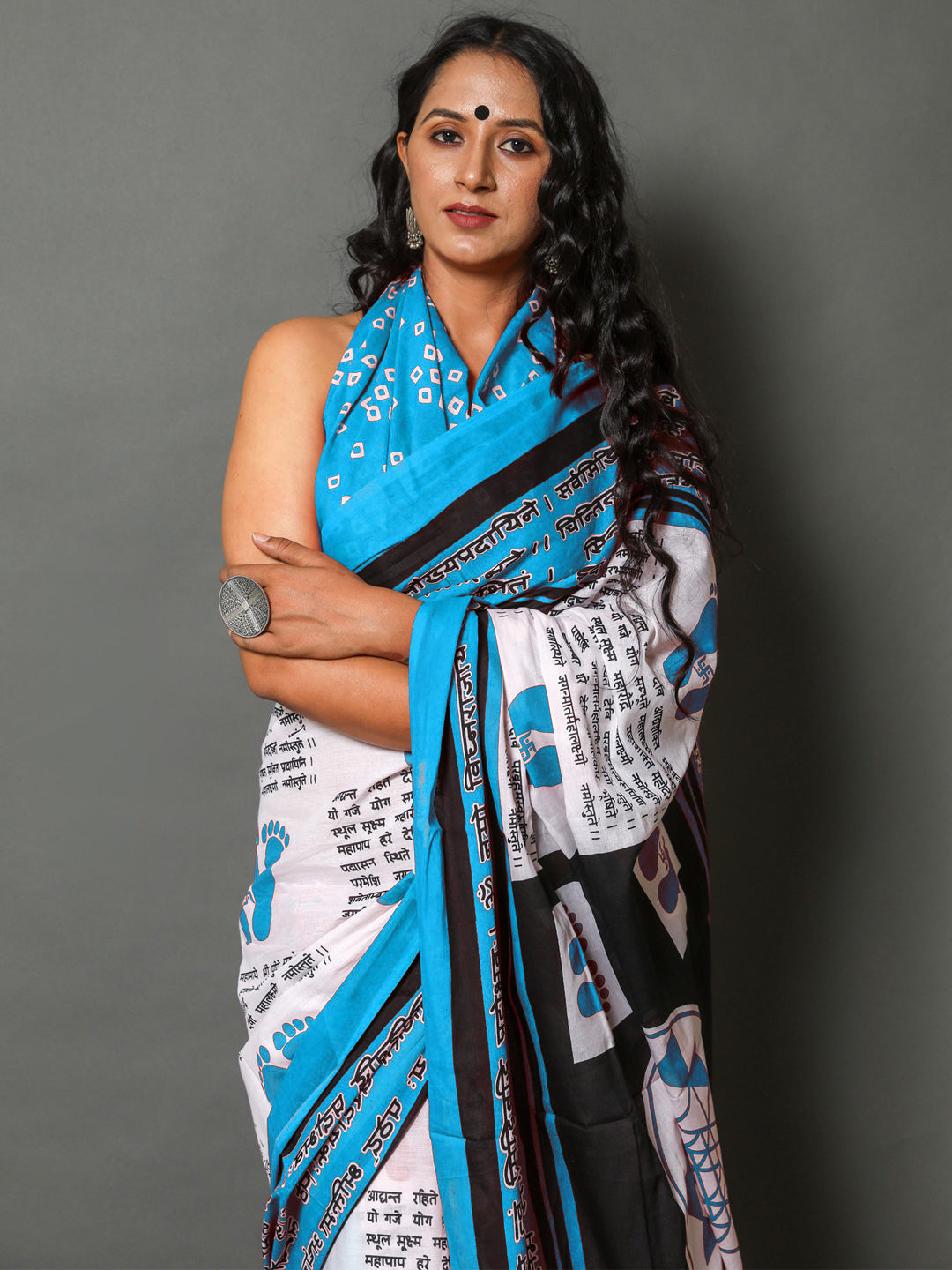 Buta Buti Blue Color Abstract Printed Pure Cotton Saree