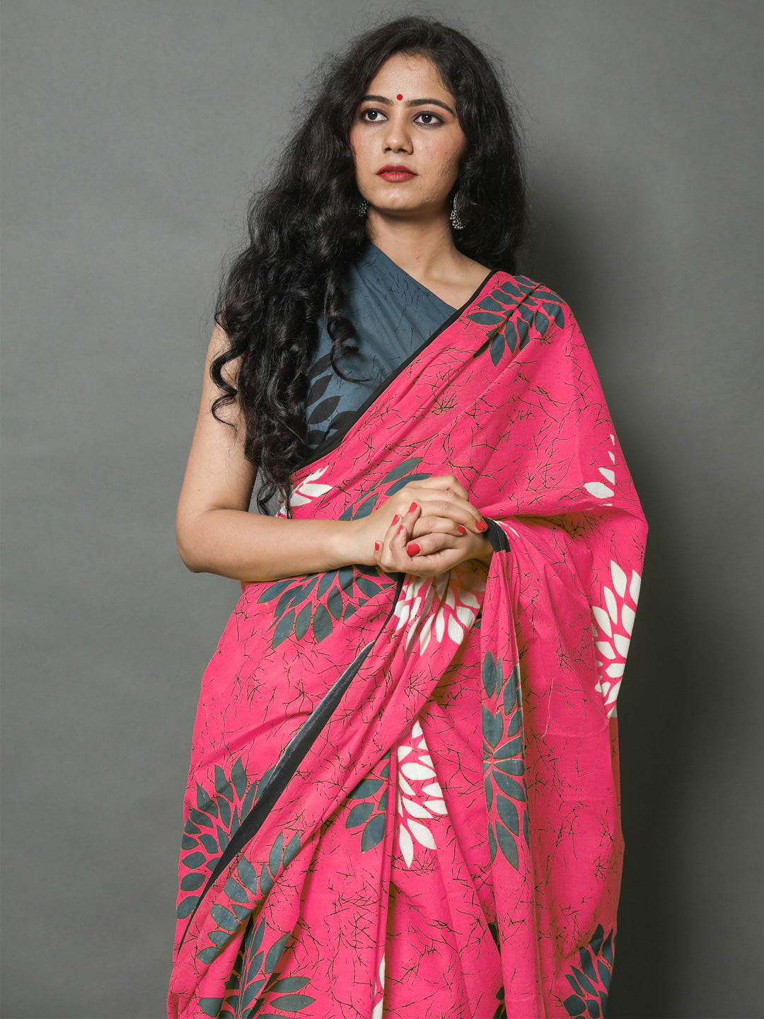 Buta Buti Pink Color Floral Printed Pure Cotton Saree