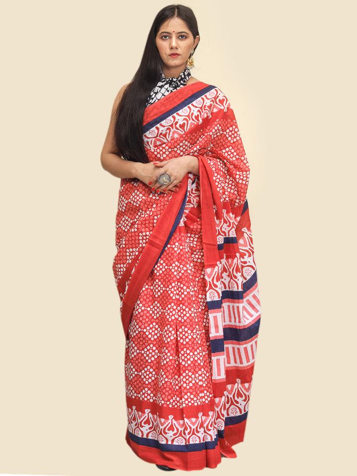 Buta Buti Orange Color Abstract Printed Pure Cotton Saree