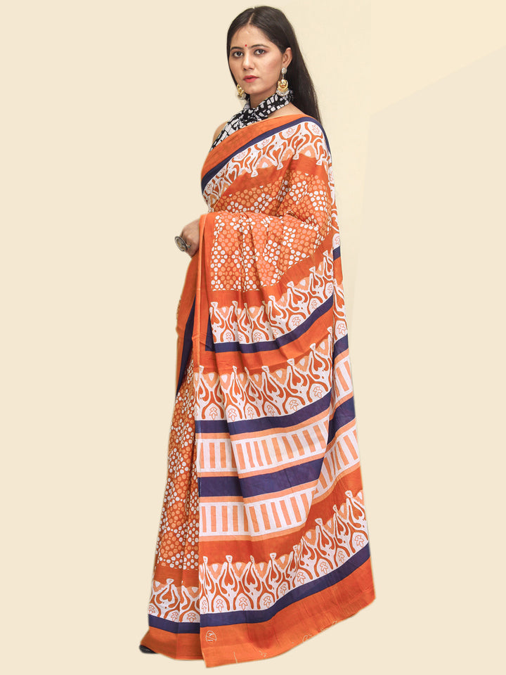 Buta Buti Mustard Color Abstract Printed Pure Cotton Saree