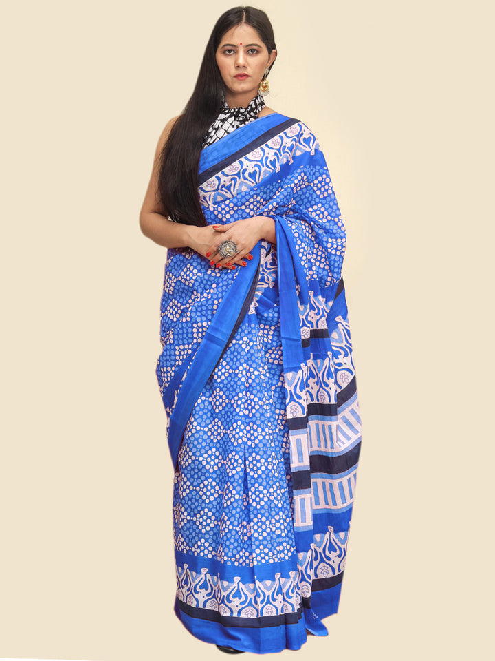 Buta Buti Blue Color Abstract Printed Pure Cotton Saree