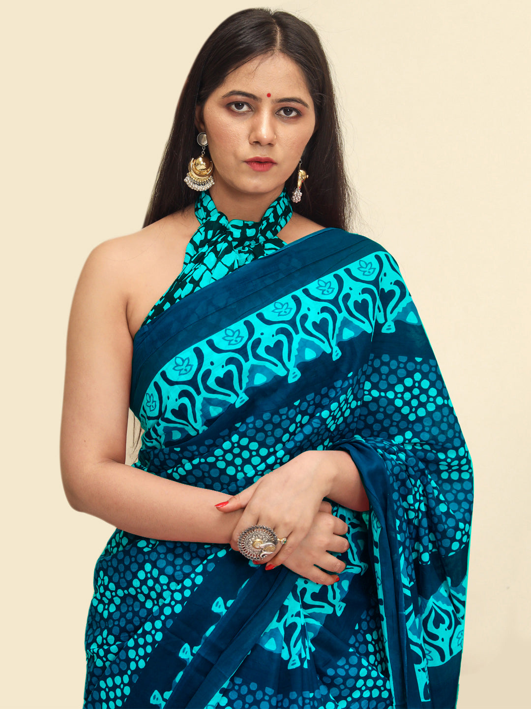 Buta Buti Navy Blue Color Abstract Printed Pure Cotton Saree