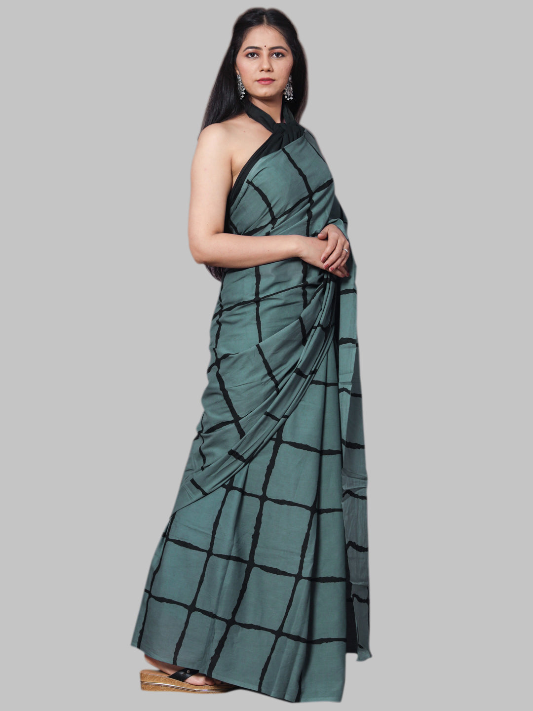 Buta Buti Green Color Printed Pure Cotton Saree