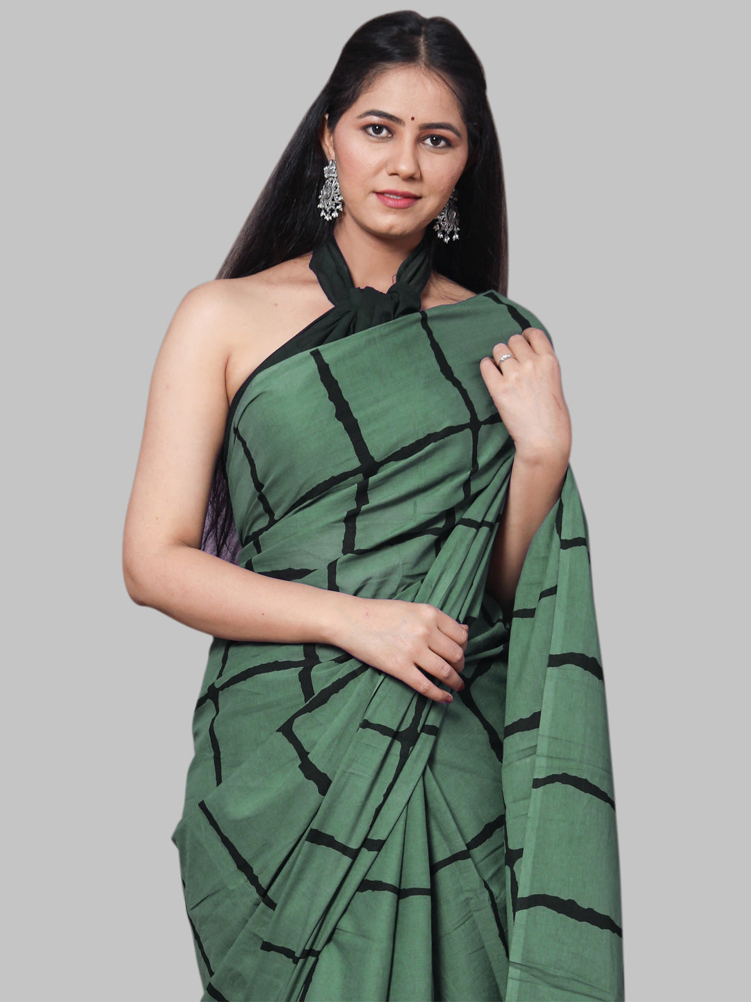 Buta Buti Green Color Printed Pure Cotton Saree