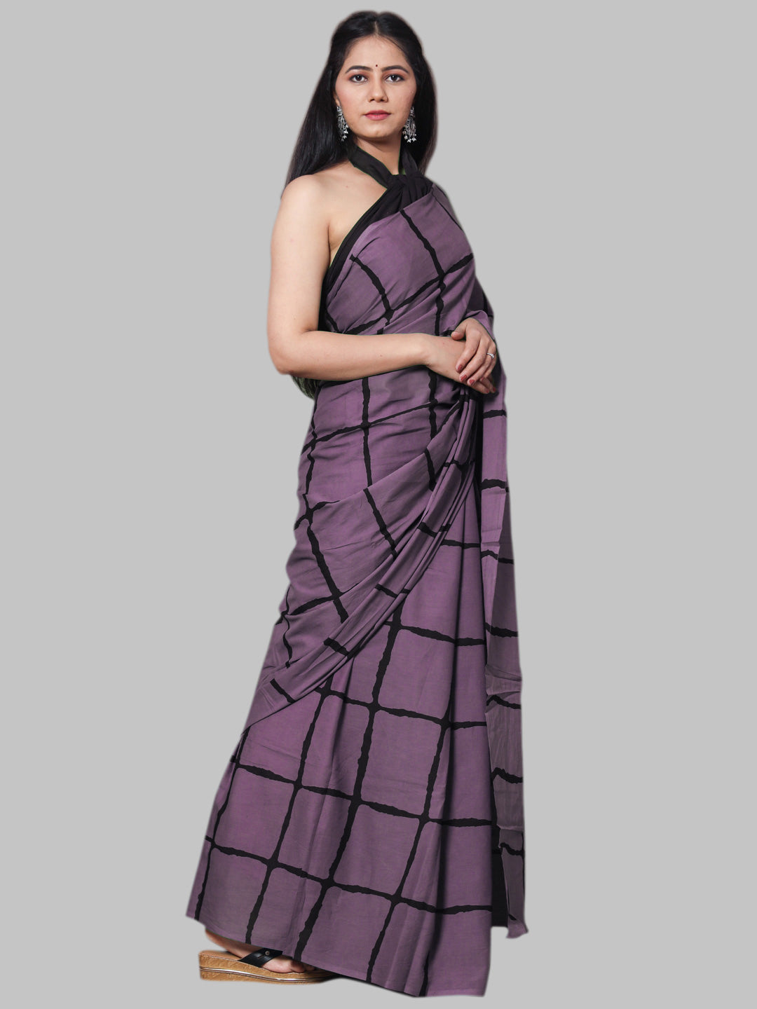 Buta Buti Lavender Color Printed Pure Cotton Saree