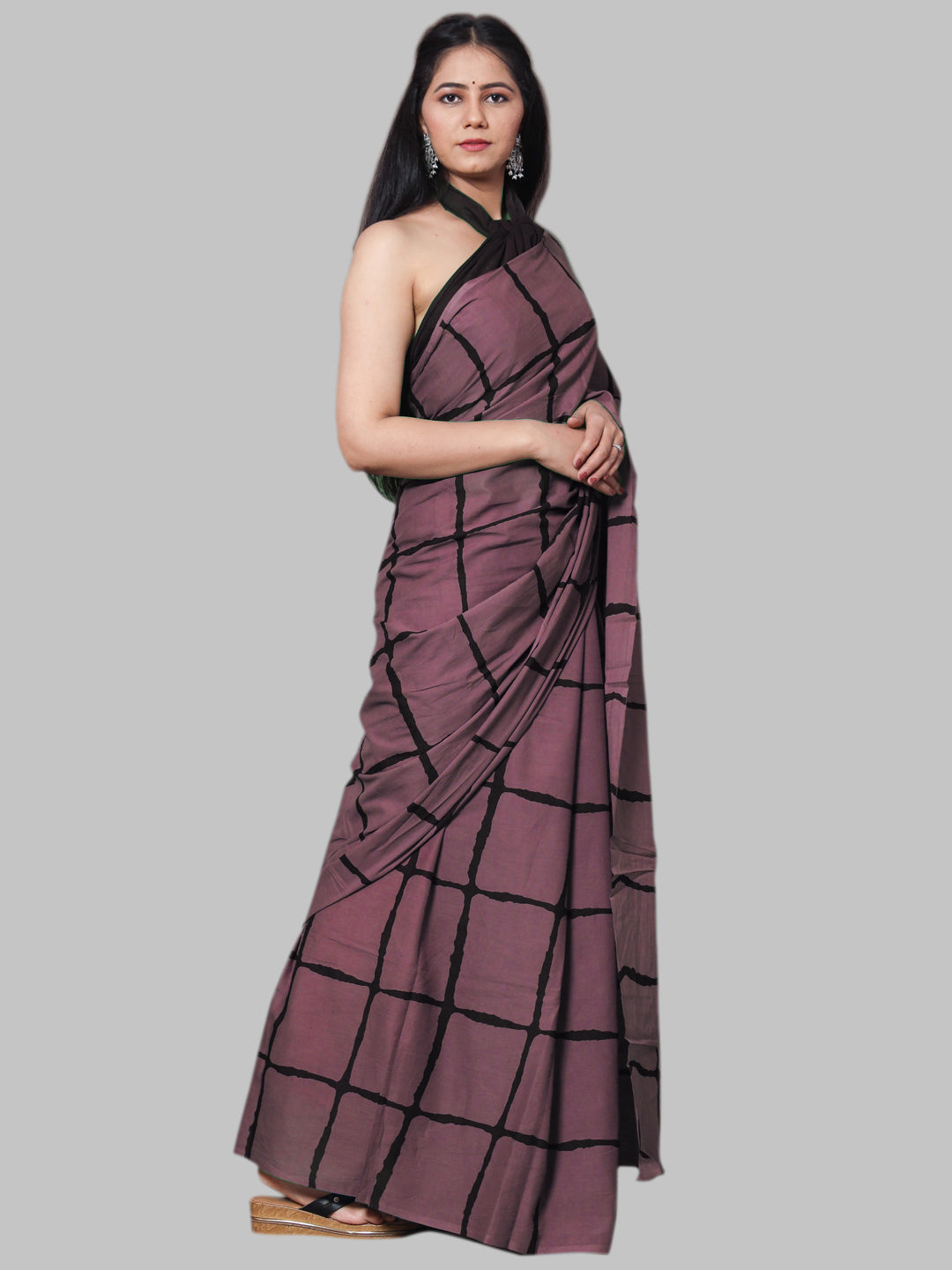 Buta Buti Maroon Color Printed Pure Cotton Saree