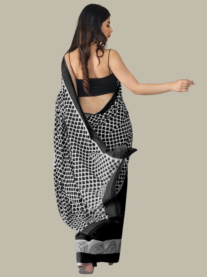 Buta Buti Black Color Printed Pure Cotton Saree