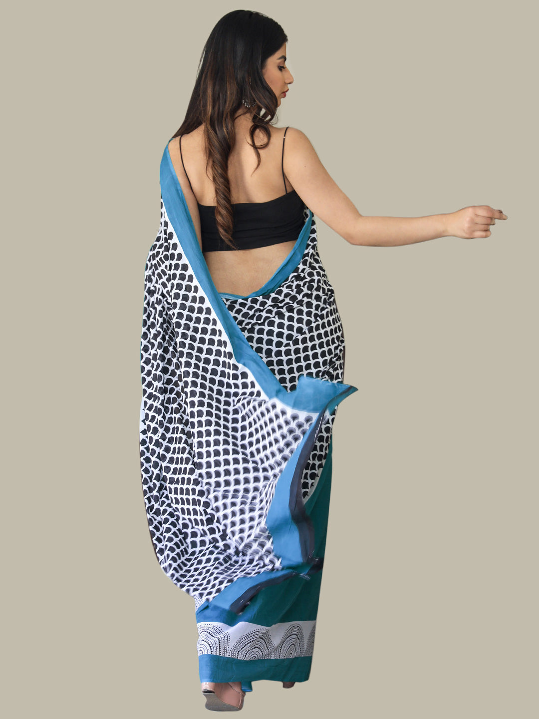 Buta Buti Blue Color Printed Pure Cotton Saree