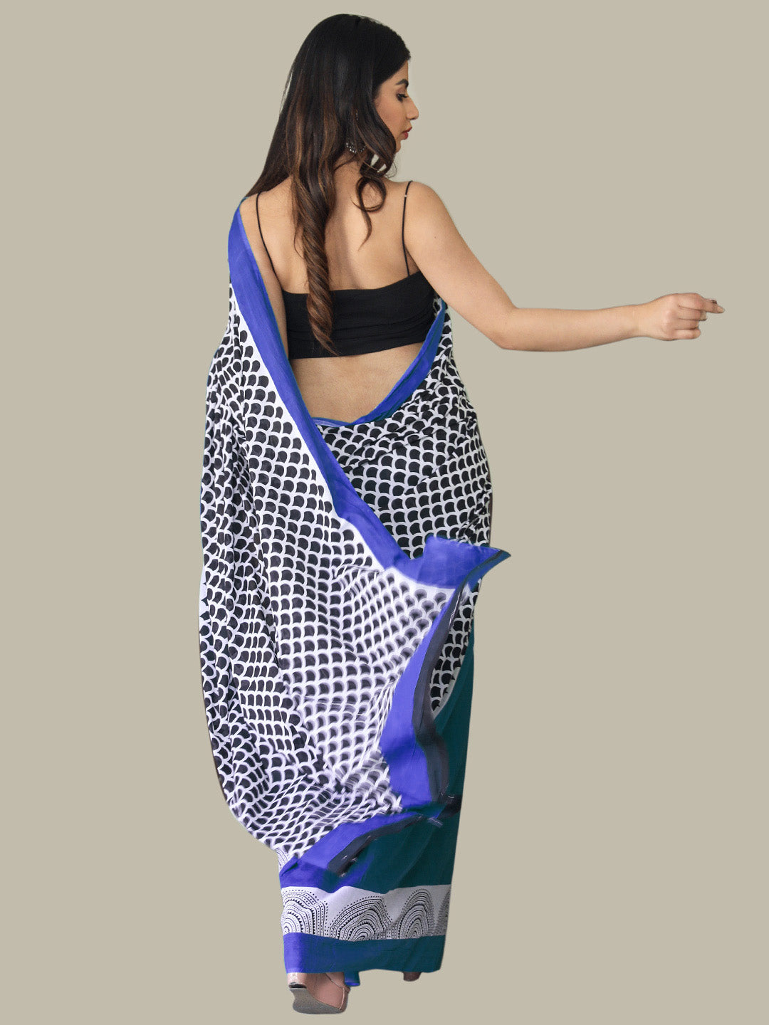 Buta Buti Blue Color Printed Pure Cotton Saree