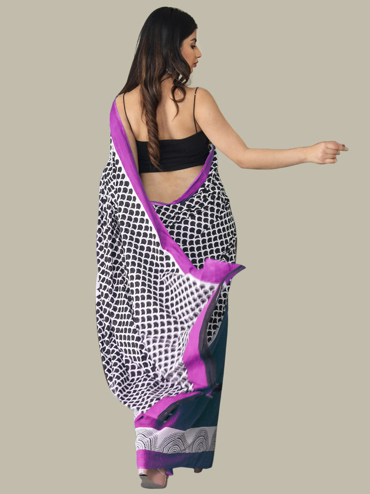 Buta Buti Lavender Color Printed Pure Cotton Saree