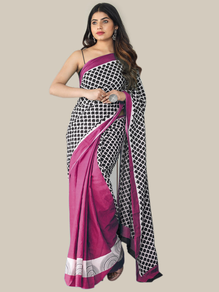 Buta Buti Pink Color Printed Pure Cotton Saree