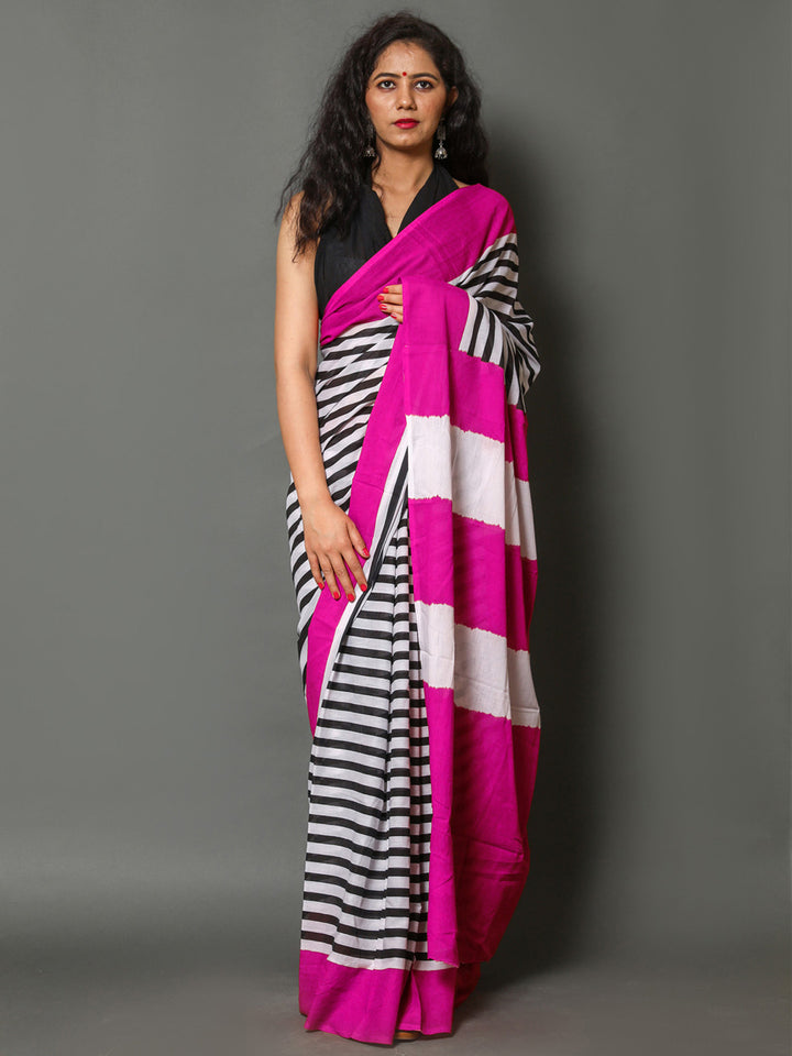 Buta Buti Pink Color Printed Pure Cotton Saree