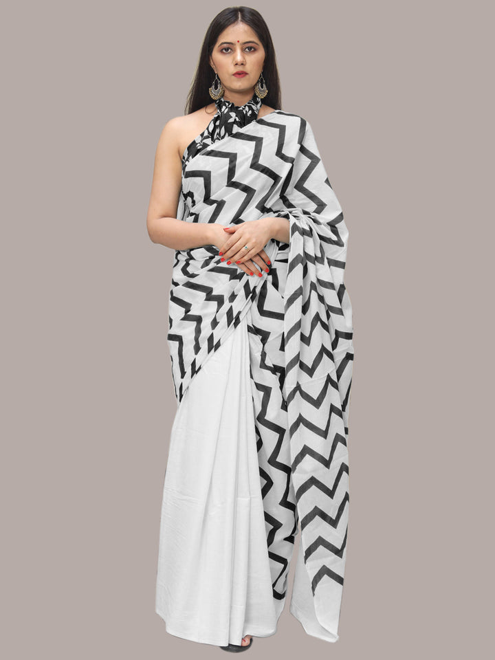 Buta Buti Black Color Printed Pure Cotton Saree