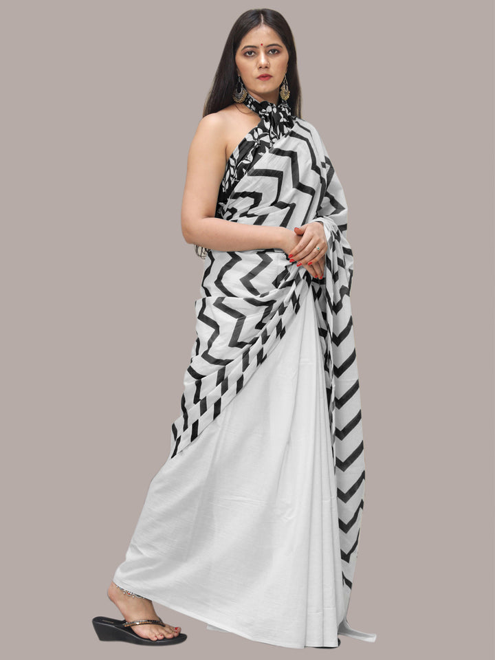 Buta Buti Black Color Printed Pure Cotton Saree