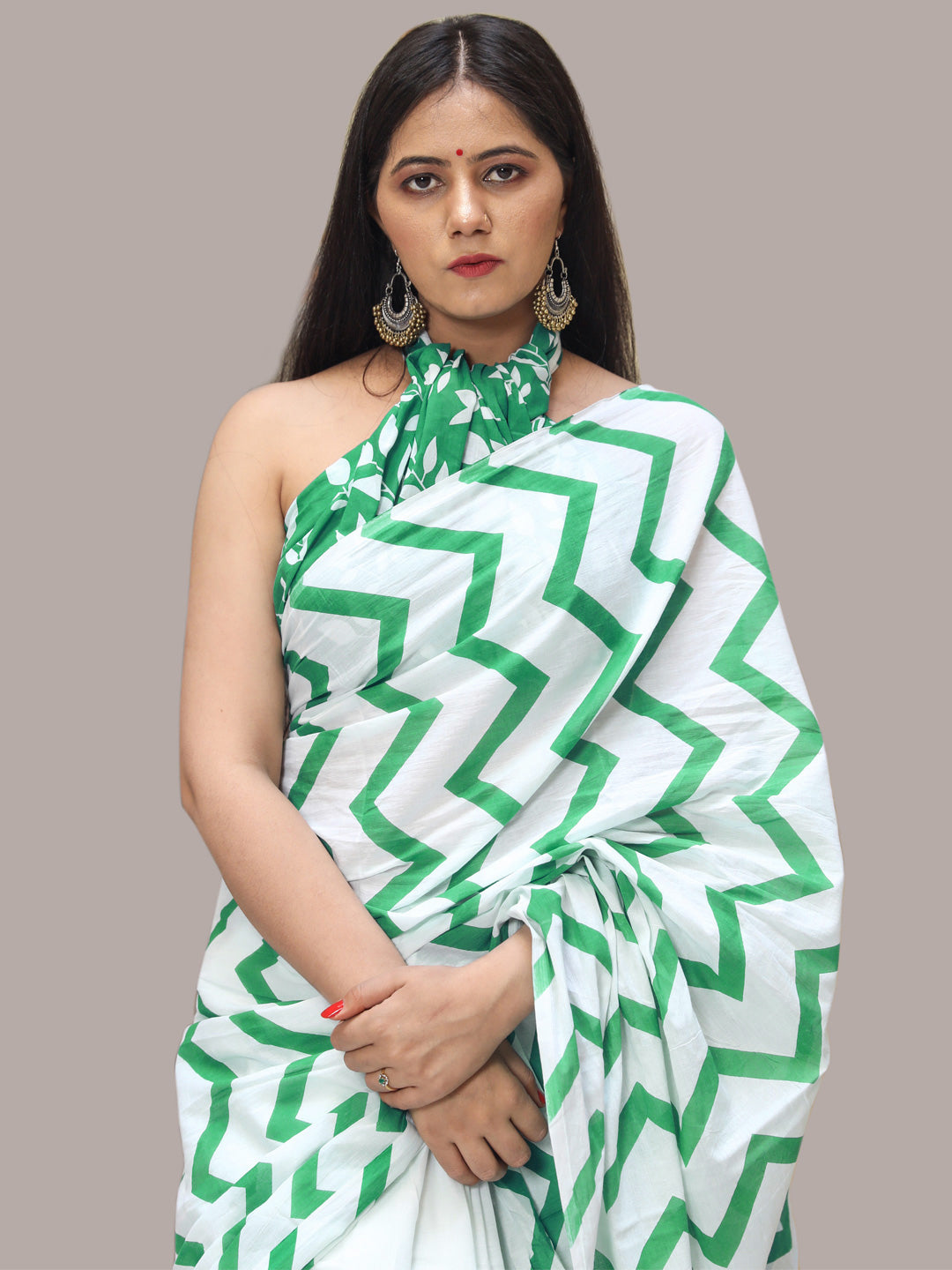 Buta Buti Green Color Printed Pure Cotton Saree