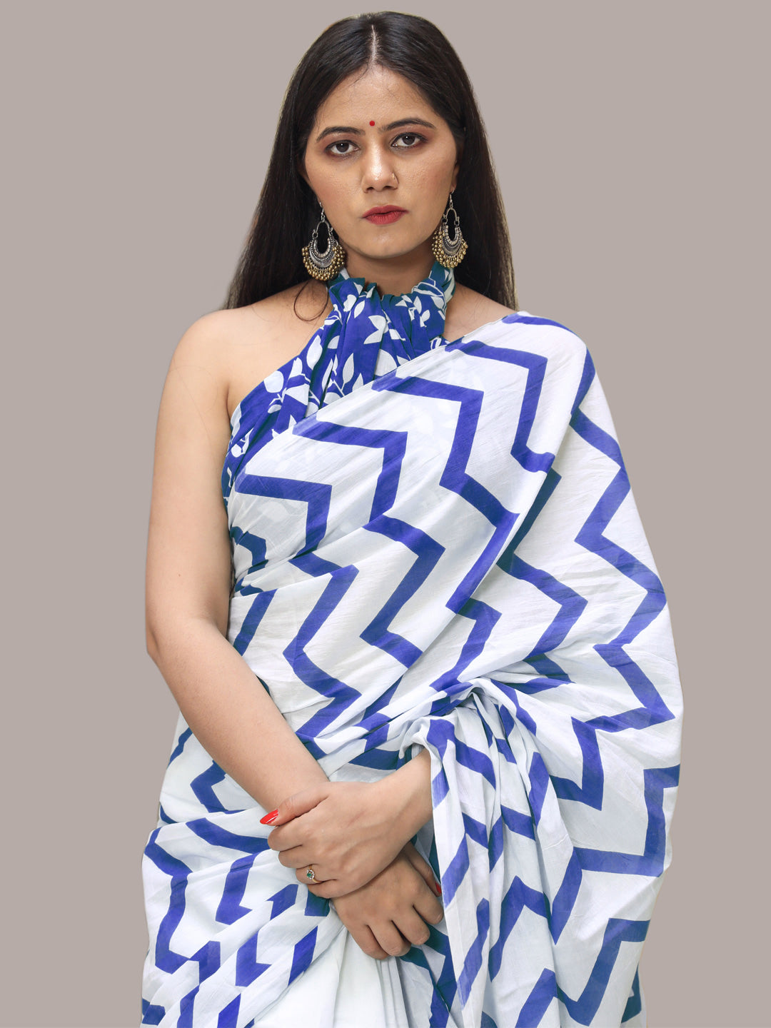 Buta Buti Blue Color Printed Pure Cotton Saree