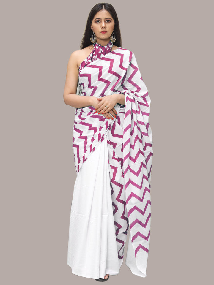 Buta Buti Pink Color Printed Pure Cotton Saree