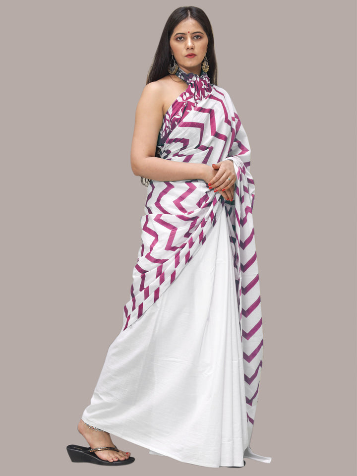 Buta Buti Pink Color Printed Pure Cotton Saree