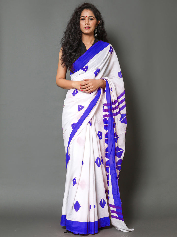 Buta Buti Navy Blue Color Printed Pure Cotton Saree