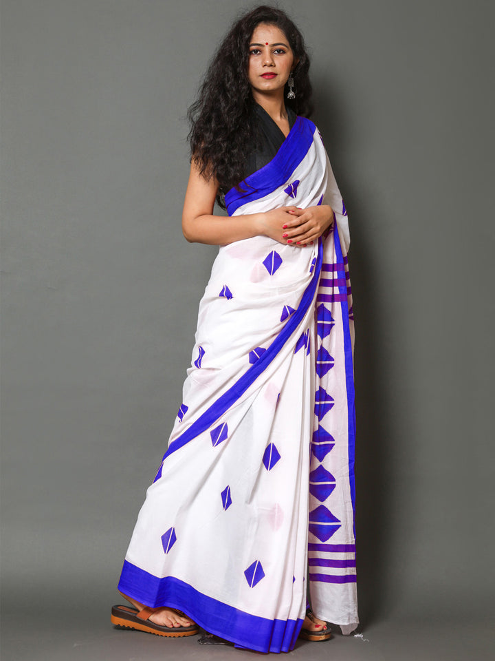 Buta Buti Navy Blue Color Printed Pure Cotton Saree