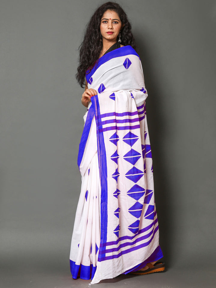 Buta Buti Navy Blue Color Printed Pure Cotton Saree