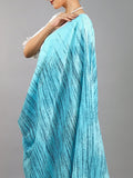 Buta Buti Blue Colour Tie and Dye Printed Pure Cotton Saree With Unstitched Blouse And Lace