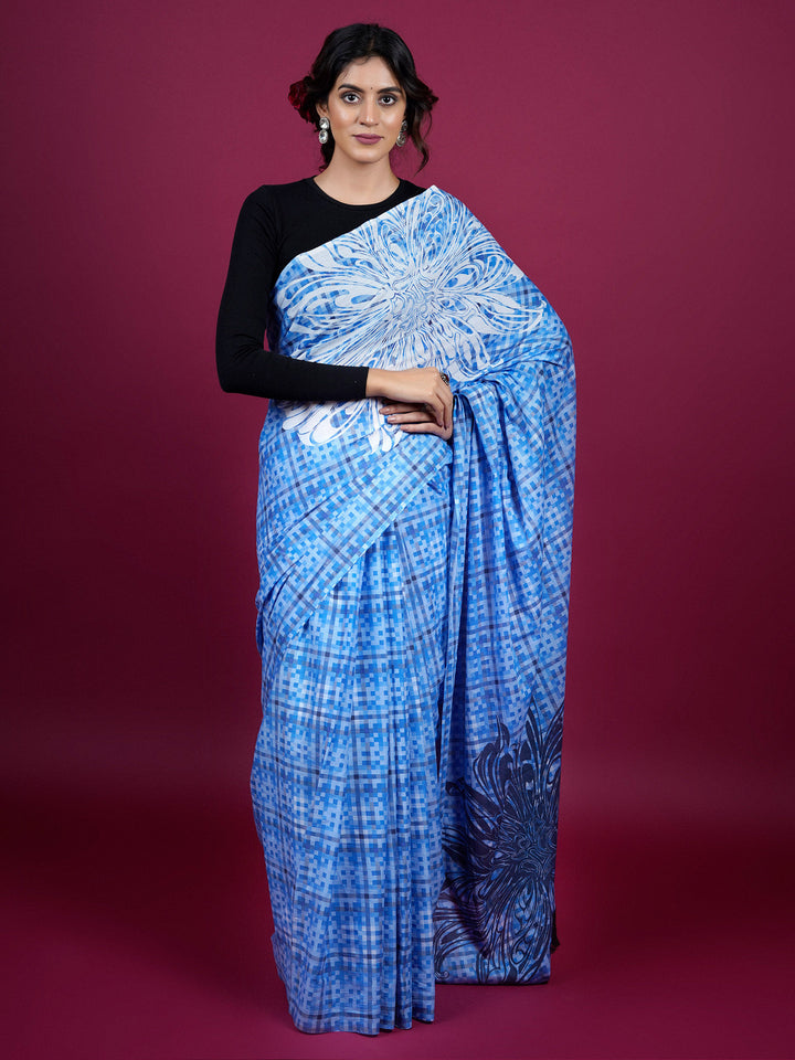 Buta Buti Floral and Pixel Printed Cotton Saree With Tassels Embellishment